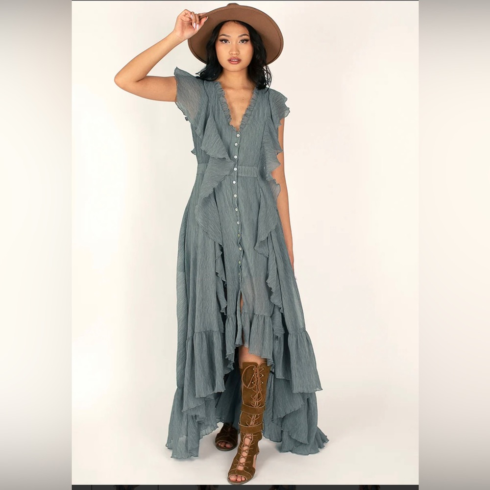 CASS DRESS IN ISLAND SAGE